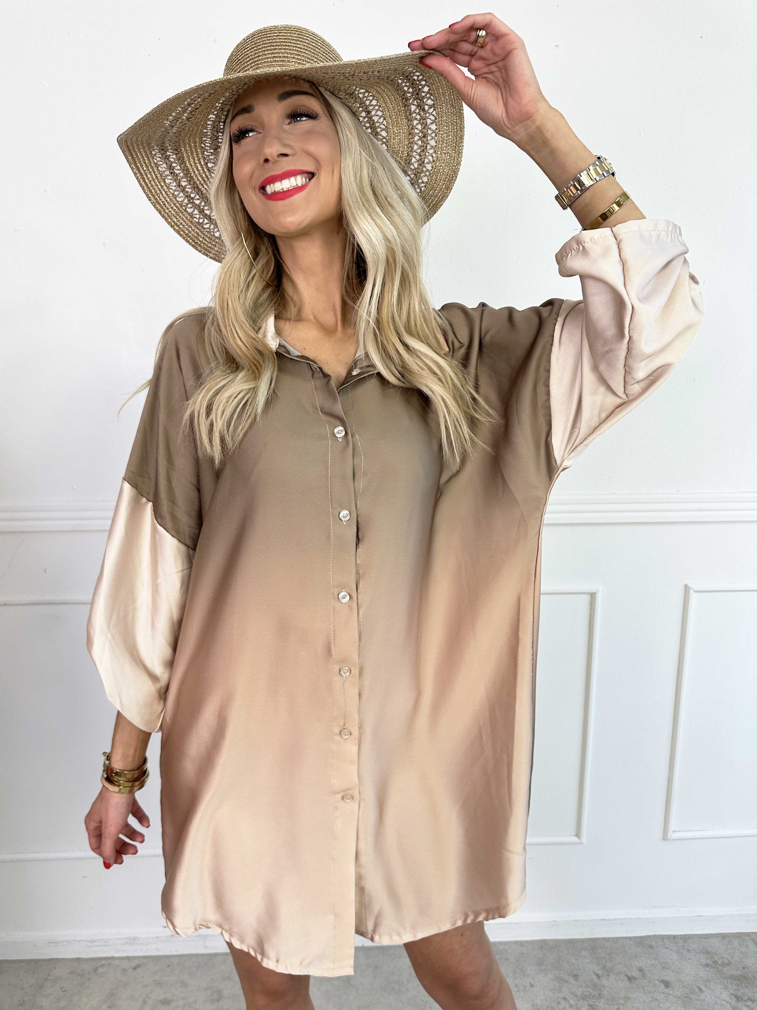 Camilia - Flerfarvet skjortekjole i løs pasform